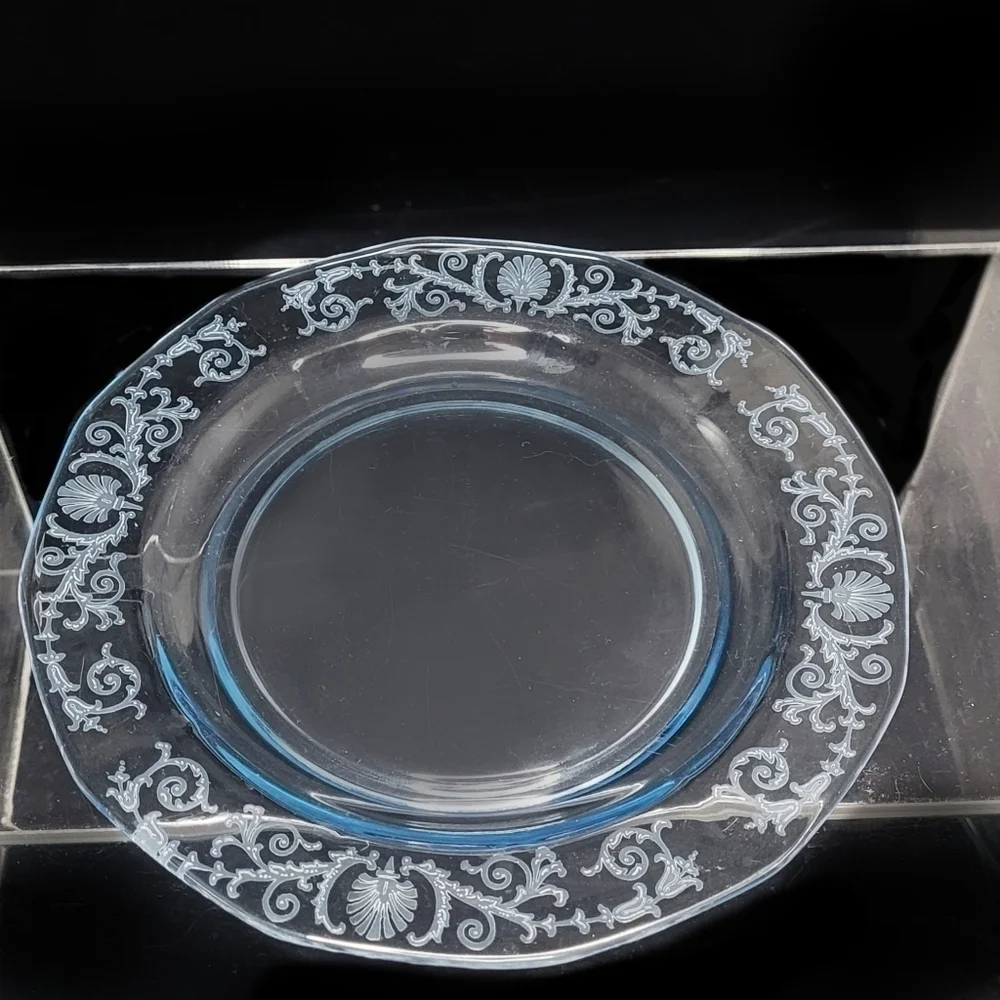 1 Fostoria Versailles 1920s etched Azure blue 6